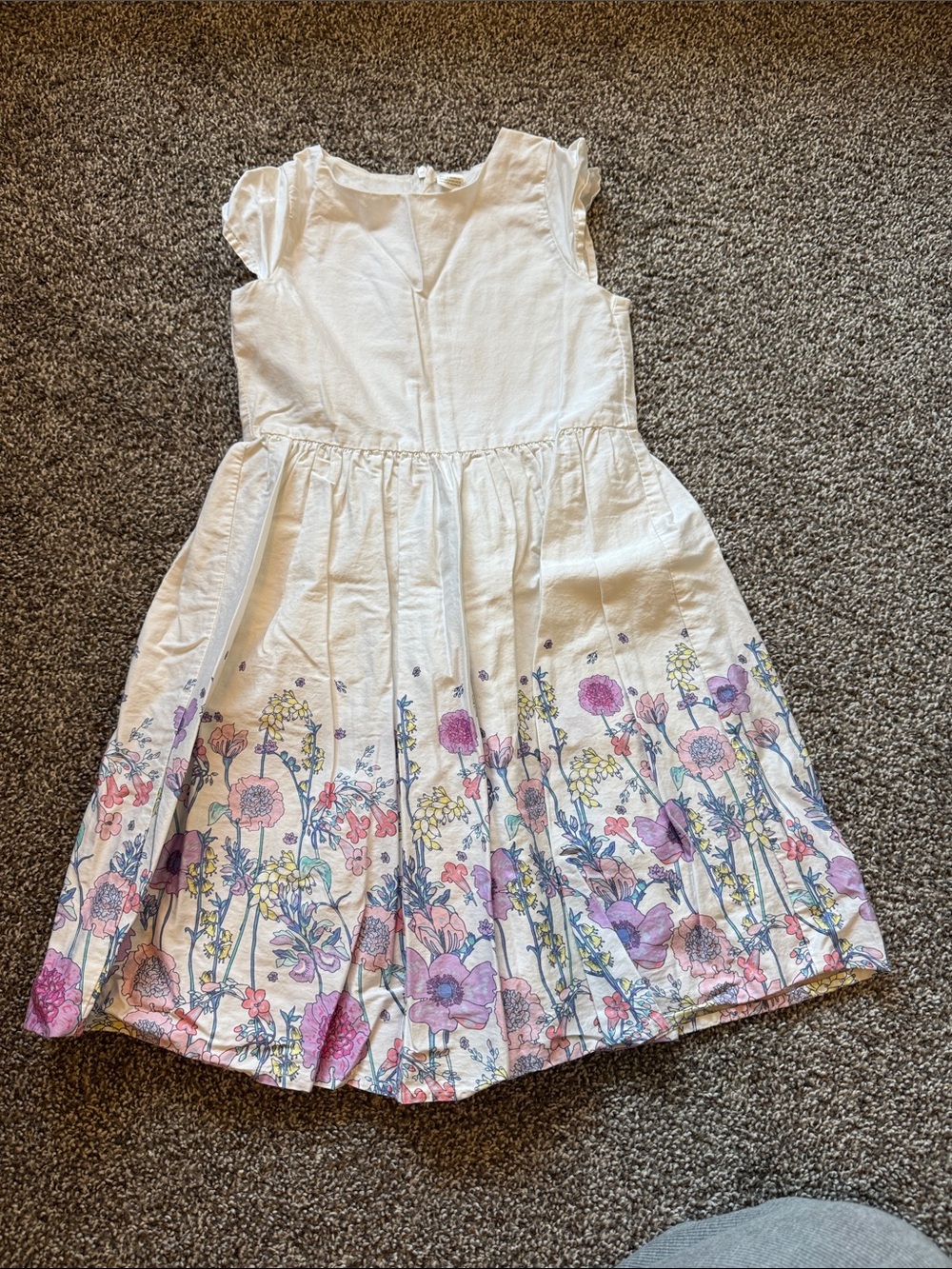 OshKosh B'gosh White Dress with Pink & Purple Floral Border